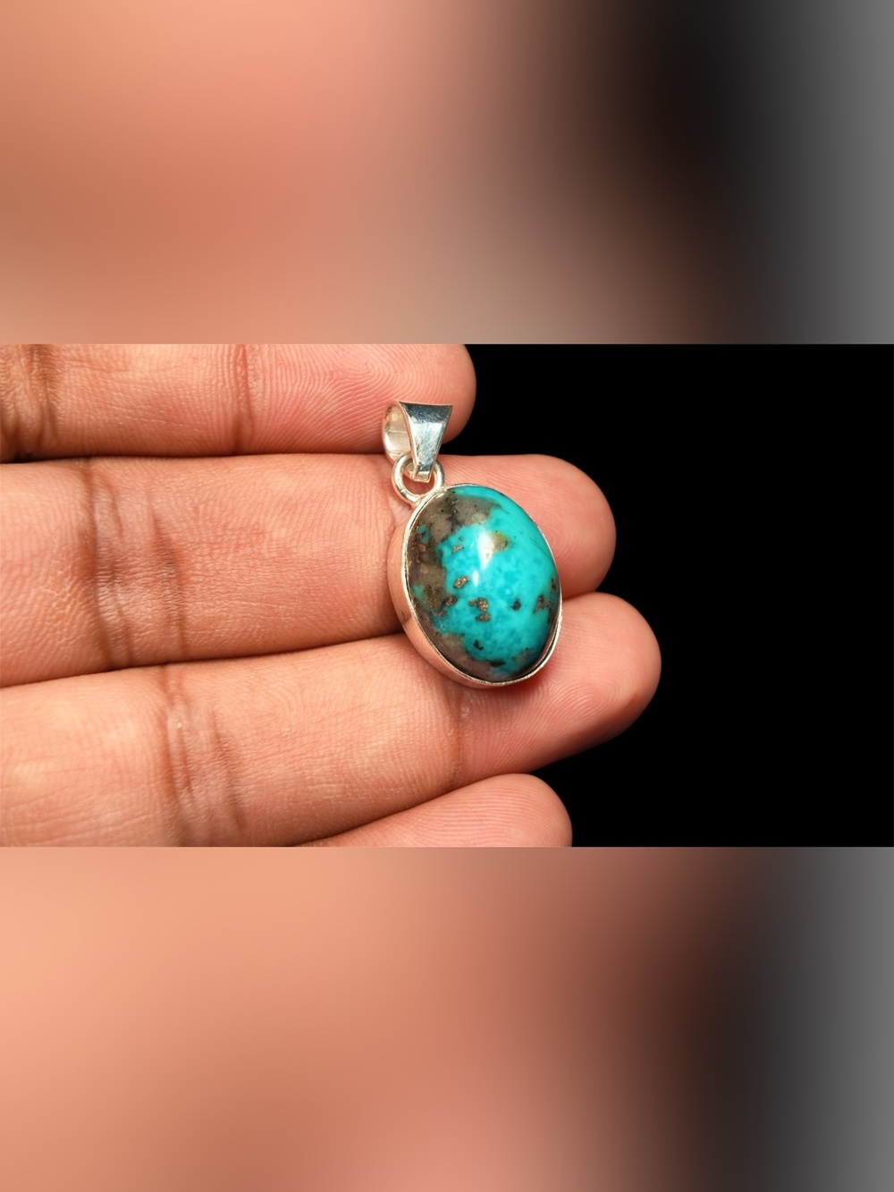 19 Ct Natural Turquoise Pendant 925 Sterling Silver Certified Oval Cabochon